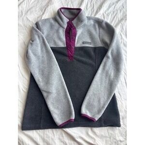 Columbia Fleece Pullover Snap Neck Gray Dark Gray Purple Women's Small